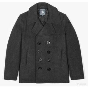 I. Spiewak & Sons Mens Double Breasted Wool Peak Coat Black Size Large